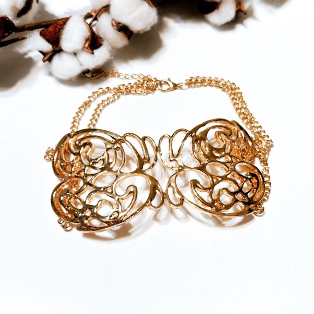 Gold Filigree Statement Necklace